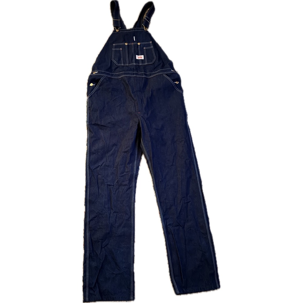 Round House 966 Classic Bib Overalls Mens 40x36 Blue Denim Workwear Made in USA